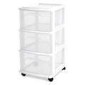 Minimalist HOMZ Drawer Tower, 3-Tier Rolling Storage Cart with Removable Essentials