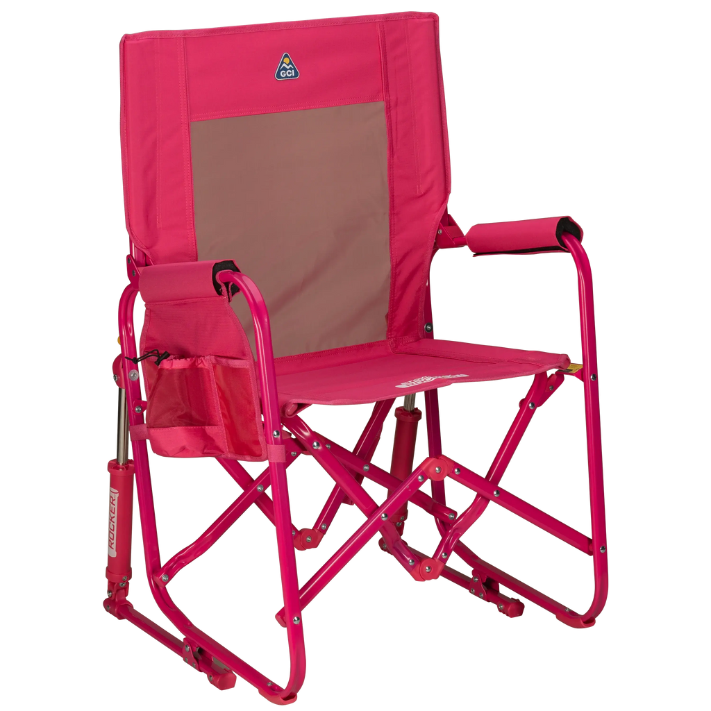 Smooth Motion Stowaway Rocker - Choice 794 - Freestyle Rocker Portable Outdoor Folding Chair - Bright Pink