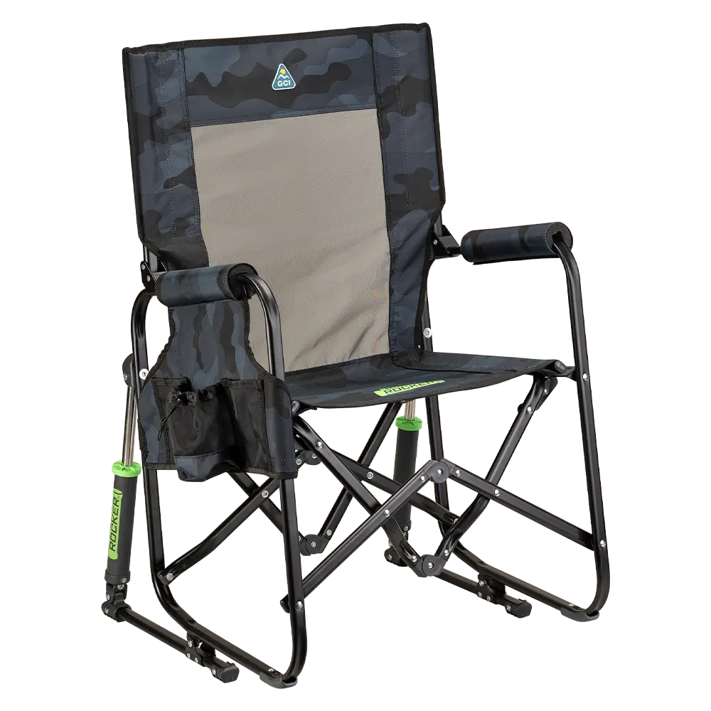Smooth Motion Stowaway Rocker - Choice 794 - Freestyle Rocker Portable Outdoor Folding Chair - Stealth Camo