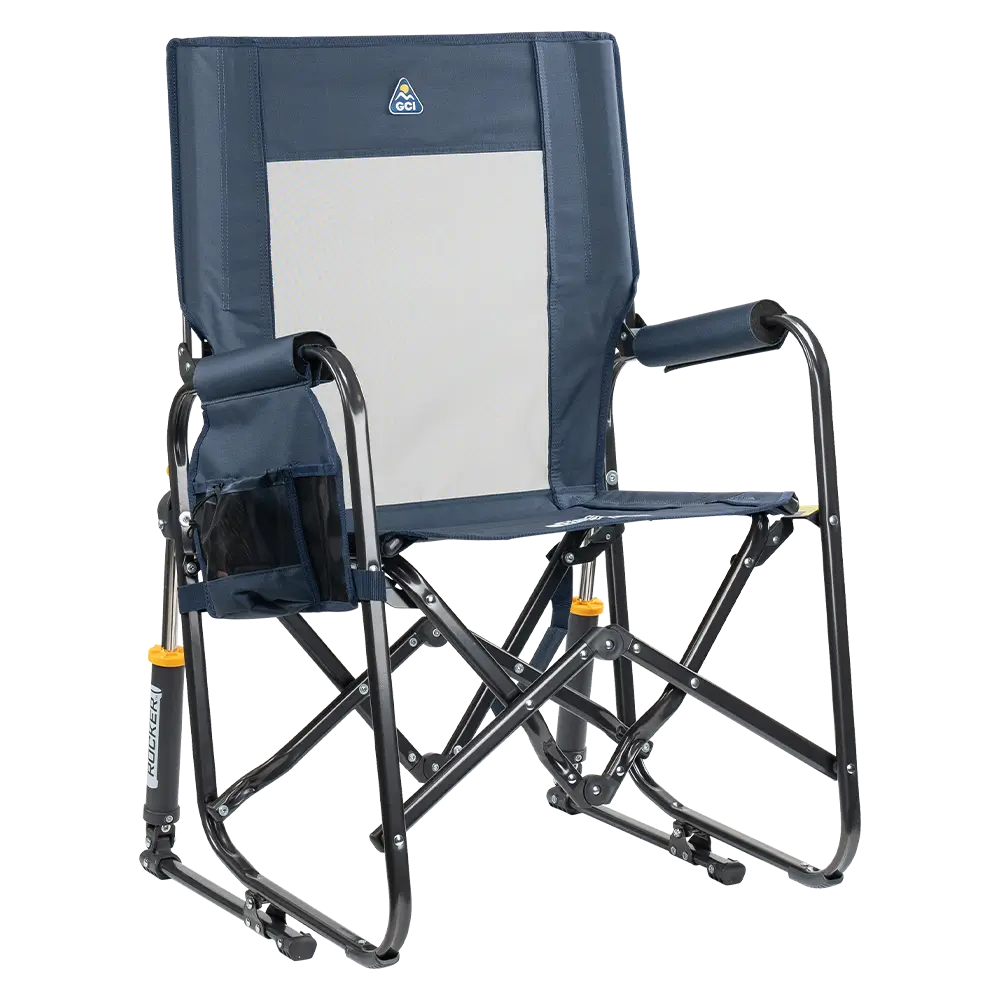 Smooth Motion Stowaway Rocker - Choice 794 - Freestyle Rocker Portable Outdoor Folding Chair - Denim