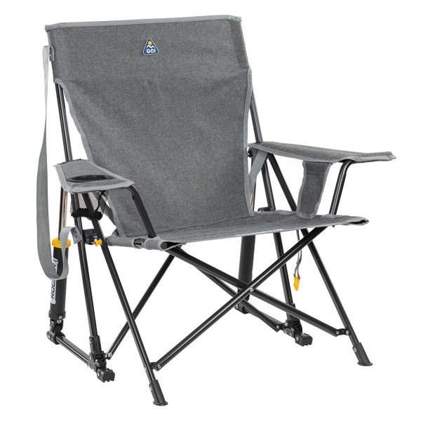 Luxury Camp Kickback Rocker - Choice 345 - Patented Spring-Action Rocking Chair for Camping - Heathered Pewter