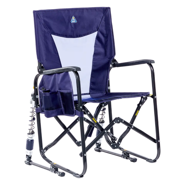Premium All-Weather Adjustable Rocker - Choice 573 - Freestyle Rocker Portable Outdoor Folding Chair - Rich Blue