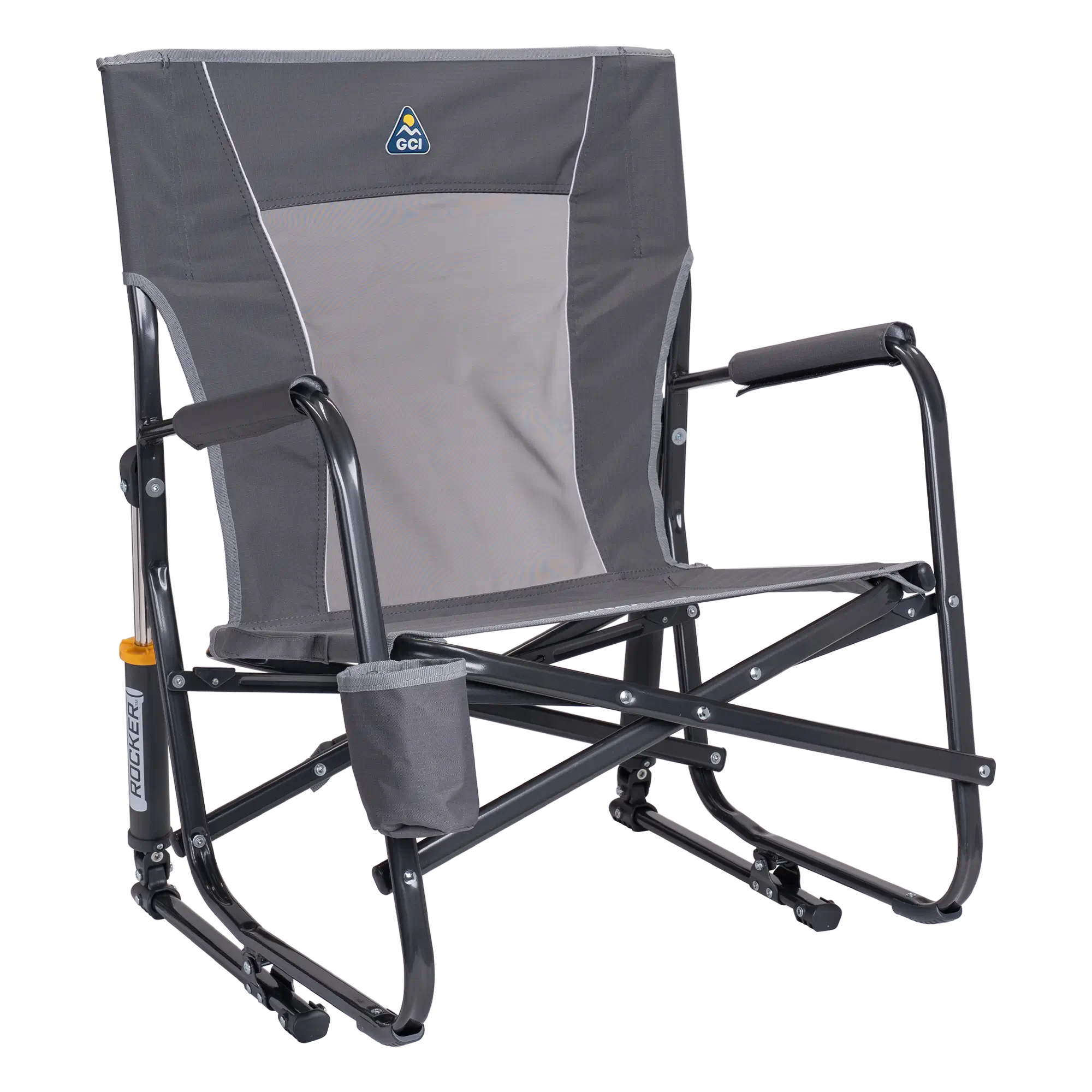 Patented Spring-Action FirePit Rocker - Choice 737 - RoadTrip Rocker Smooth Motion Camp Chair - Pewter