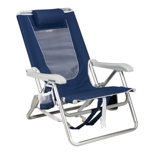 Backpack Travel Backpack Beach Chair - Choice 709 - Multi-Position Outdoor Beach Chair with Pillow - Nautical Blue