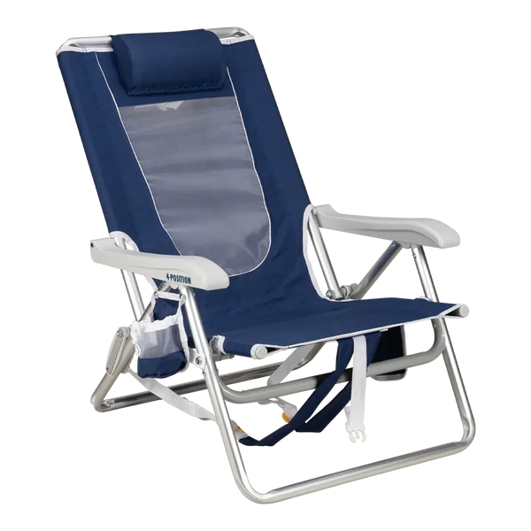 Backpack Travel Backpack Beach Chair - Choice 709 - Multi-Position Outdoor Beach Chair with Pillow - Nautical Blue