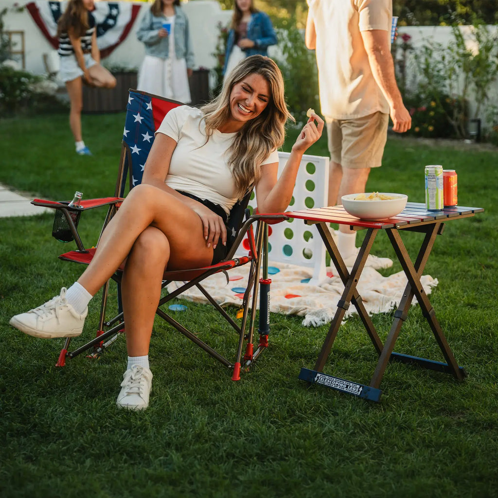 Heavy-Duty Freestyle Comfort Pro Rocker - USA Anniversary Deluxe - Choice 424 - RoadTrip Rocker Smooth Motion Camp Chair Detail