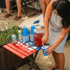 Portable Staging Compact Camp Table 20 - USA Anniversary Deluxe - Choice 757 - Slim-Fold Outdoor Cook Station with Storage Shelves Detail
