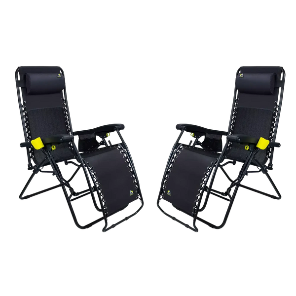 Reclining Beach Freeform Zero Gravity Lounger Bundle - Choice 507 - Low-Profile Reclining Beach Chair with Backpack Straps - Black