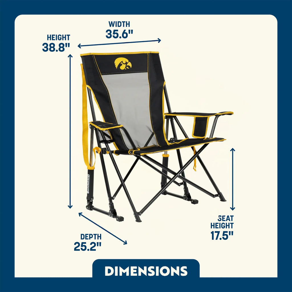 Smooth Motion College Comfort Pro Rocker - Iowa Hawkeyes - Choice 249 - Freestyle Rocker Portable Outdoor Folding Chair Detail