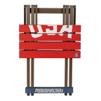 Portable Staging Compact Camp Table 20 - USA Anniversary Deluxe - Choice 757 - Slim-Fold Outdoor Cook Station with Storage Shelves Detail