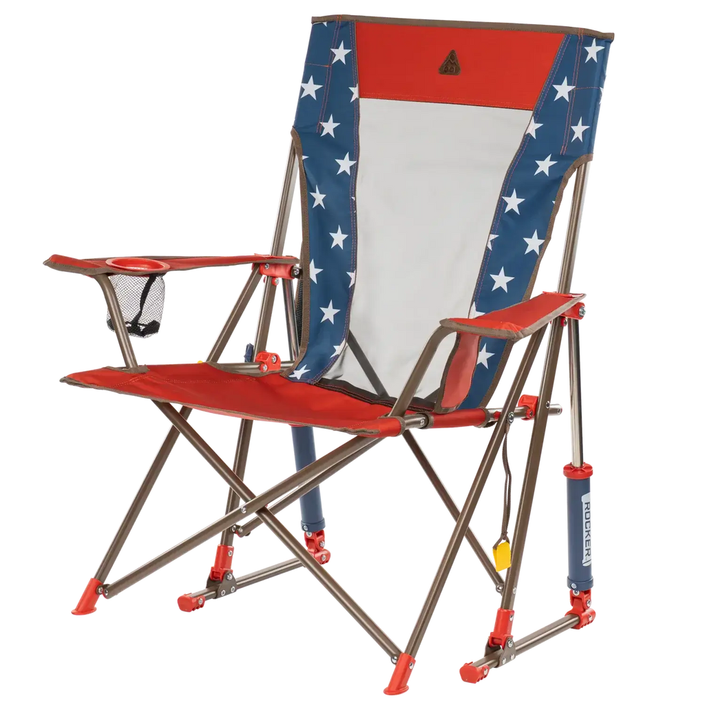Heavy-Duty Freestyle Comfort Pro Rocker - USA Anniversary Deluxe - Choice 424 - RoadTrip Rocker Smooth Motion Camp Chair Detail
