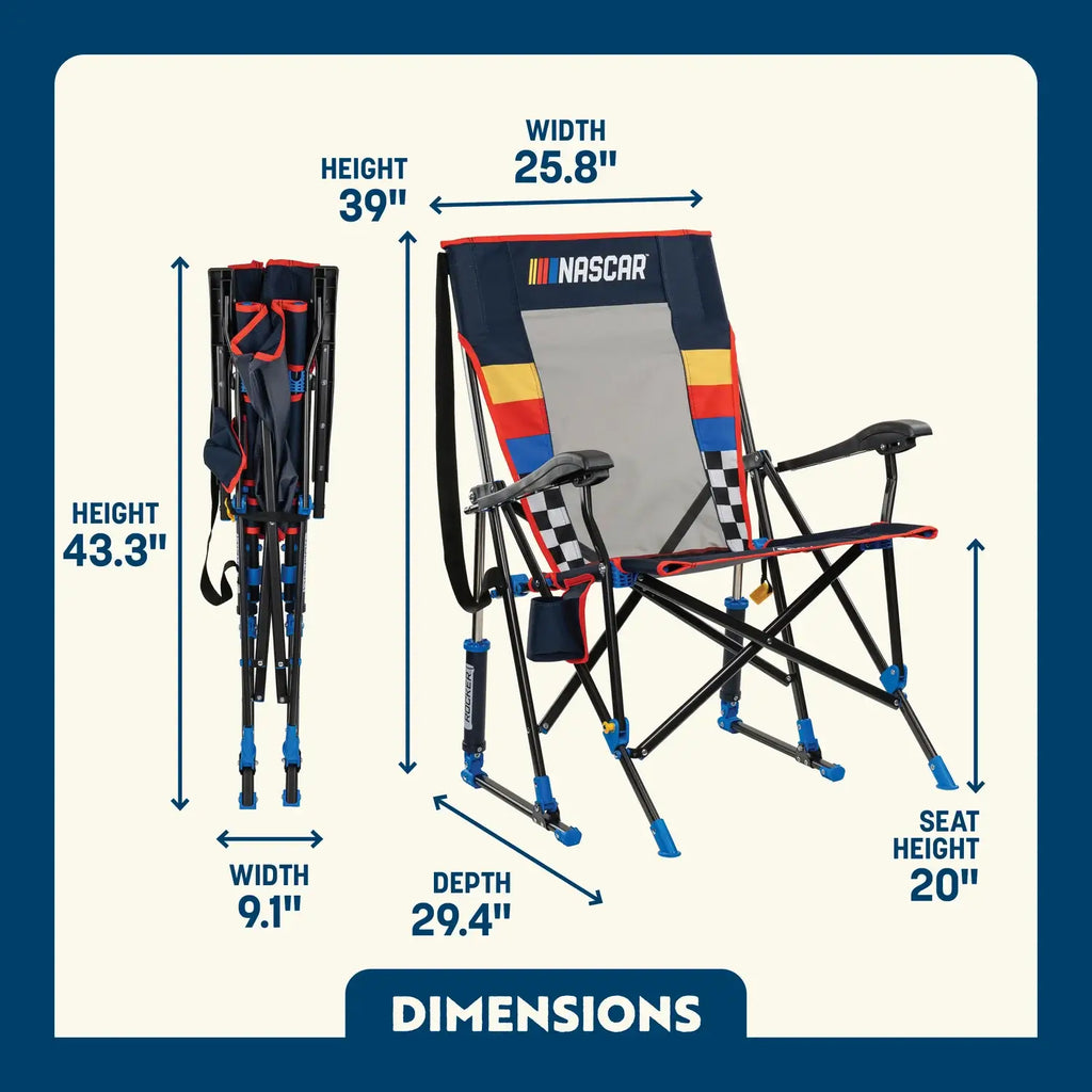 Heavy-Duty Freestyle RoadTrip Rocker - NASCAR For Him - Choice 453 - Heavy-Duty Kickback Rocker with Beverage Holder Detail